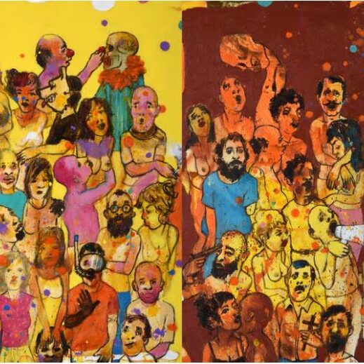 Óleo sobre lienzo Corillo (2014) del artista Aby Ruiz, que estará en la subasta ApoyArte